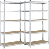 Juskys Lagerregal Basic 2er Set 180x90x40 cm - Silber