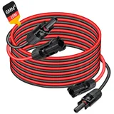 Rhein Beleuchtung Solarmodul Solarkabel, Verlängerungskabel mit Solarstecker (rot/schwarz, 6 mm), 0 W, Hochreiner Kupferkern und PPE-Material, (Set, 1-St., Geeignet für den Innen- und Außenbereich), IP67 wasserdicht, alterungsbeständig, für Solarmodul-Panelsf rot|schwarz