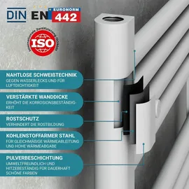 VILSTEIN Badheizkörper 1500 x 600 mm 729 W Weiß Mittelventil