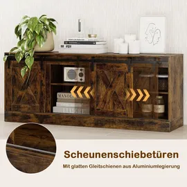 Costway TV-Schrank 150 x 39 x 60 cm Braun Holz/Metall/MDF