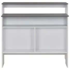 vidaXL Bartisch mit 2 Tischplatten Weiß und Grau 130 x 40 x 120 cm