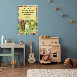 Leinwandbild LUCKYLINDE "Der kleine Bär und der kleine Tiger - JANOSCH Zitat", bunt, B:40cm H:60cm T:2cm, Canvas, Holzrahmen, Bilder, Exklusive JANOSCH Kindermotive