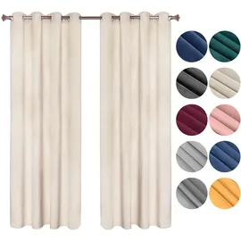 Woltu Verdunklungsvorhang Ösen 140 x 225 cm Beige 2 Stücke