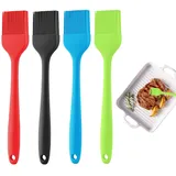 banjiabb Silikonpinsel, 4 Stk., Küchenpinsel, Bbq Backpinsel, Grill, Backen, Kochen, Spülmaschinenfest, Silikongriff, Schwarz, Rot, Grün, Blau
