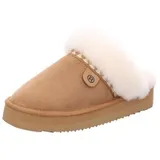 Rohde GENOVA Pantoffel Hausschuh, Clog mit Lammwolle und Plateasohle braun 42 EU