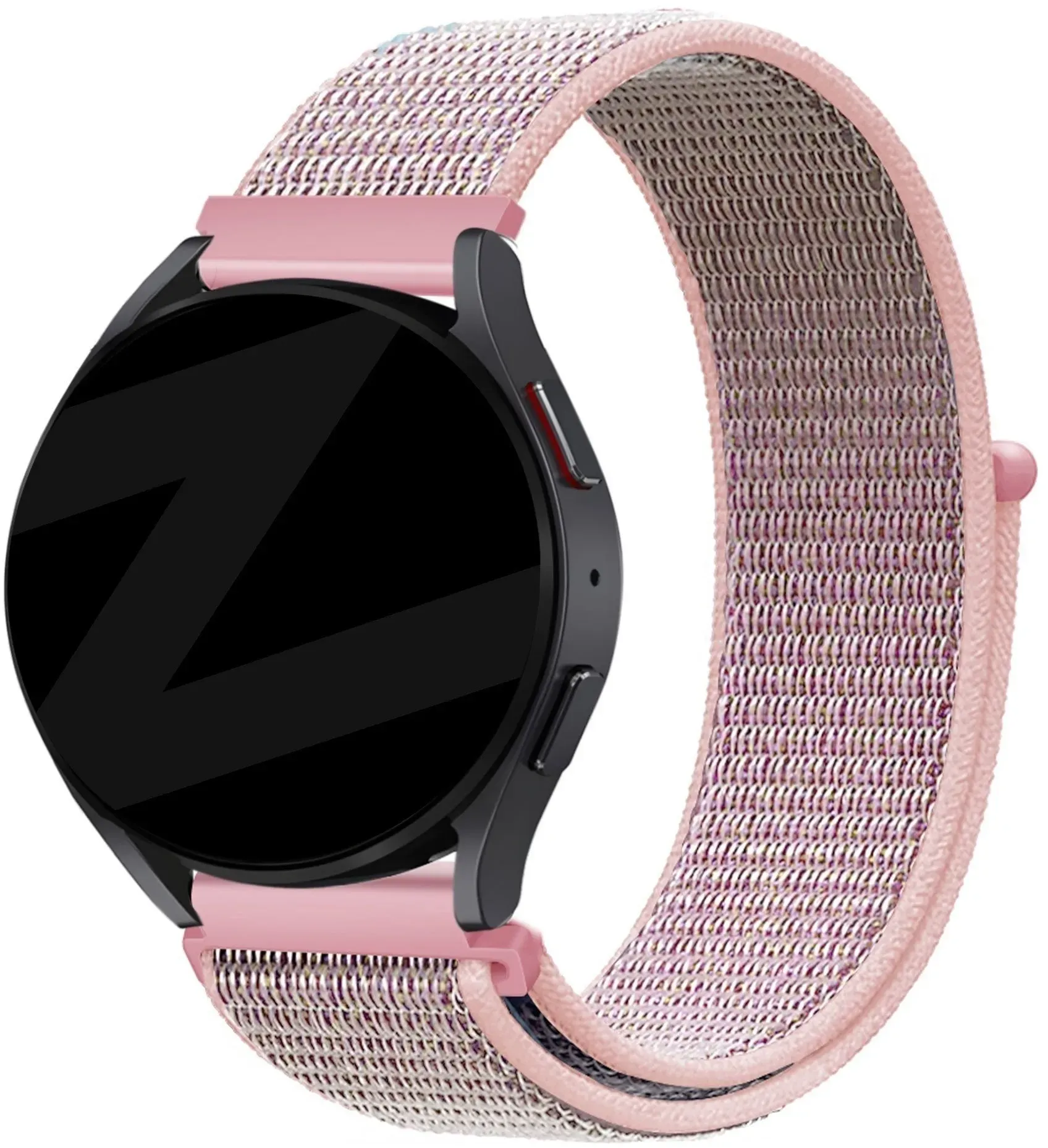 Bandz Oozoo Smartwatch 20mm Armband Nylon für Oozoo Smartwatch 20mm - Rosa - Klettverschluss