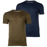 Diesel Herren T-Shirt 2er Pack - UMTEE-RANDAL-TUBE, Rundhals, kurzarm, Logo Blau/Khaki S