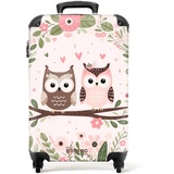 NoBoringSuitcases.com Kinderkoffer, Kinderkoffer Mädchen, Koffer Kinder, Kinder Reisekoffer, Kindertrolley Mädchen, Trolley Handgepäck, Handgepäck Koffer, Handgepäck 55x40x20 cm (Eulen - Grün)