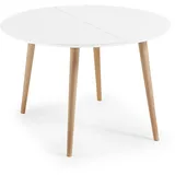 Kave Home Esstisch mit Auszug Oakland Ø 120/200 cm Lack Weiß / Matt 120