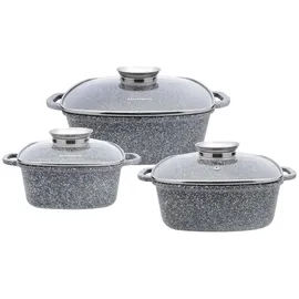 Klausberg Topf-Set 6-tlg. quadratische Töpfe mit Marmorbeschichtung