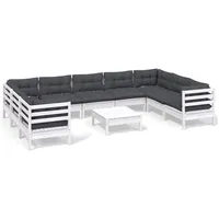 vidaXL Garten-Lounge-Set 10-tlg. weiß Kiefernholz