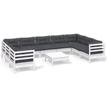 vidaXL Garten-Lounge-Set 10-tlg. weiß Kiefernholz
