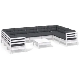vidaXL Garten-Lounge-Set 10-tlg. weiß Kiefernholz