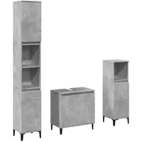 VidaXL Badmöbel-Set Betongrau 3-tlg. Holzwerkstoff