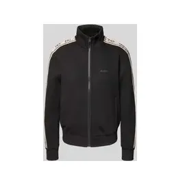 GUESS Damen Sweatjacke mit Label-Print Modell Britney Black, XS