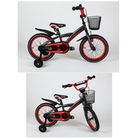 Kinderfahrrad BMX 16 Zoll Mit Stützrädern und Haltestange Fahrradfahren lernen ohne Angst by Lux4Kids Black Red 04