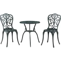 casa.pro Casa.Pro, Gartentisch + Balkontisch, Bistro-Set Lupsam 3-tlg. Aluminiumguss Dunkelgrau mit grüner Patina