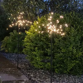 Star Trading | LED-Solar-Dekoration'Firework', 2er Pack, schwarz 45 warmwhite LED