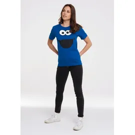 LOGOSHIRT T-Shirt "Sesamstraße - Krümelmonster Gesicht", Damen, Gr. M, blau, 100% Baumwolle, unifarben, normal, Rundhals, Shirts T-Shirt, mit lizenziertem Print