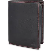 lederow Geldbörse Herren Leder Schwarz-Rot - Hochformat Geldbeutel inkl. Geschenkbox - Männer Portemonnaie RFID Schutz mit Münzfach - Portmonee Wallet Brieftasche Mann groß (Schwarz-Rot)