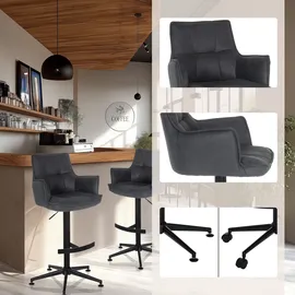 hjh living Barhocker mit Lehne höhenverstellbar drehbar Anthrazit