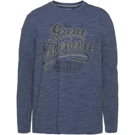 Arizona Langarmshirt in melierter Optik und modischen Print« normale Passform, aus Baumwolle und Polyester, blau