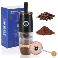 Tragbare Kaffeemühle mit Kegelmahlwerk, elektrische/manuelle 2-in-1-Kaffeebohnenmühle, über USB wiederaufladbare elektrische Mini-Kaffeemühle mit 5 Mahleinstellungen (Original Schwarz)