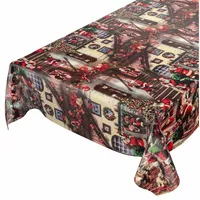 ANRO Tischdecke abwaschbar Weihnachtsmann 240 x 140 cm Rot