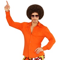 70er Jahre Retro Hemd mit und ohne Muster Disco Herren Kostüm Siebziger Schlager, Größe:XXL, Farbe:Orange
