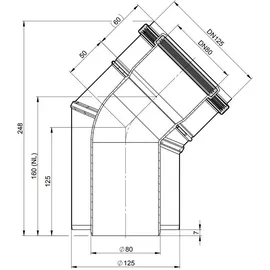 ATEC Bogen PolyClassic 45° konzentrisch DN 80/125