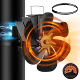 LAMA 6 Blättern Magnetisch Kaminventilator, Ofenventilator Heizventilator Lüfter mit Thermometer, Wärmebetrieben Geräuscharmer Ventilator Schneller Selbststart Kaminlüfter für Kamin Holzöfen Ofenrohr