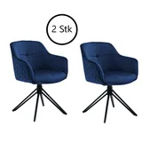 Stolkom Armlehnstuhl Textil blau 2er Set