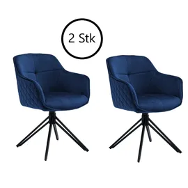 Stolkom Armlehnstuhl Textil blau 2er Set