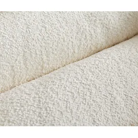 DeLife Drehstuhl Heira-Flex mit Armlehnen Bouclé Weiß Kreuzgestell breit Edelstahl 360° drehbar Wippfunktion Taschenfederkern, Esszimmerstühle