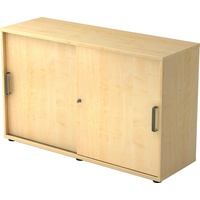 bümö Schiebetürenschrank "2OH" - Aktenschrank abschließbar, Sideboard Schrank mit Schiebetüren in Ahorn - Büroschrank aus Holz mit Schiebetür, Büro