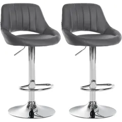 CLP 2er Set Barhocker Milet Kunstleder grau/Metall in Chromoptik