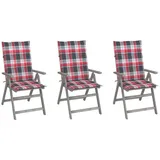 vidaXL Gartenstuhl 69 x 69 x 110 cm grau/rot 3 St.