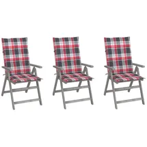 vidaXL Gartenstuhl 69 x 69 x 110 cm grau/rot 3 St.