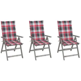 vidaXL Gartenstuhl 69 x 69 x 110 cm grau/rot 3 St.