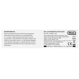 IDENA 100er Seil mit Netzteil/Solarmodul 8h Timer 14m 100 LED Lichterkette braun 14,0 m 1 St.