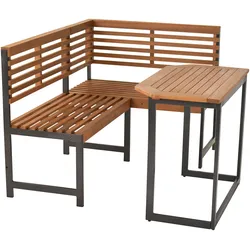 Eckbankgruppe MERXX "»Eckbank Set«", beige (natur, natur, graphit), abklappbar, Aluminium, FSC-zertifizierter Holzwerkstoff, Sitzmöbel-Sets, Eckbank und Klappentisch aus Akazienholz, flexibel Montageoptionen