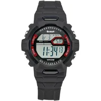 Scout The Digi 280308000 Kinderuhr 0 mm Gehäuse schwarz Silikonarmband schwarz