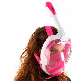 Seac Magica, Schnorchelmaske Vollgesichtsmaske Anti-Beschlag System mit einem weichen Maskenkörper, Dry Top Schnorchel mit Auslassventil, weiß/rosa, S/M