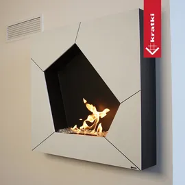 Kratki Wandkamin Bioethanol BALL weiß
