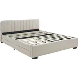 [en.casa] Polsterbett Nofrenna mit 4 Schubladen 140 x 200 cm Leinen Beige