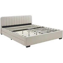 [en.casa] Polsterbett Nofrenna mit 4 Schubladen 140 x 200 cm Leinen Beige