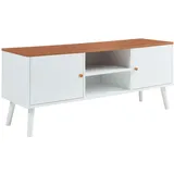 [en.casa] Reyljand TV-Lowboard 120x35x50 cm Weiß/Teakoptik MDF