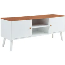 [en.casa] Reyljand TV-Lowboard 120x35x50 cm Weiß/Teakoptik MDF