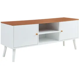 [en.casa] Reyljand TV-Lowboard 120x35x50 cm Weiß/Teakoptik MDF