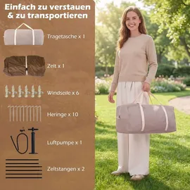 Costway Aufblasbares Zelt Familienzelt Braun/Khaki